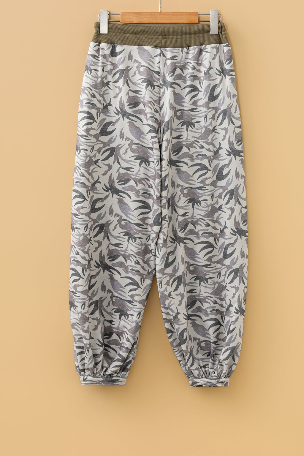 Multicolour Drawstring Contrast Waistband Camouflage Joggers Pants