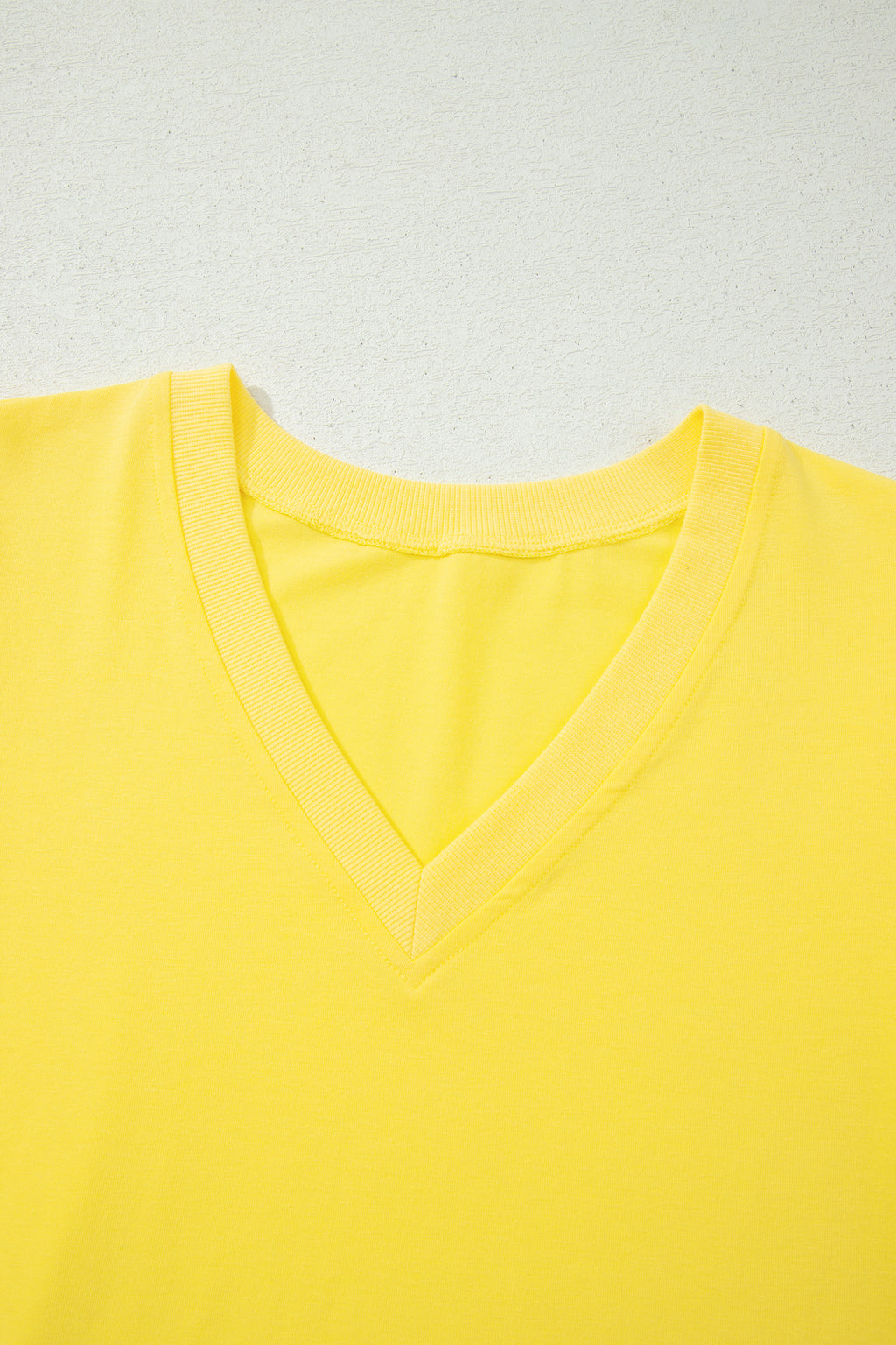 Bonbon Solid Color V Neck Short Puff Sleeve Blouse