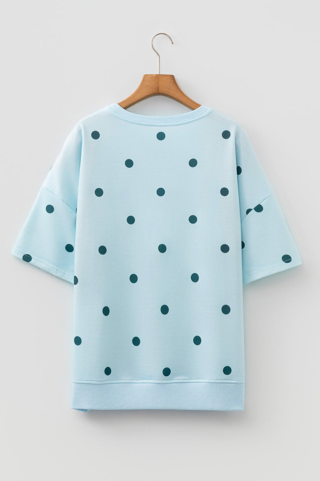 Beige Polka Dot Print Crossed Seam Detail Oversize Tee