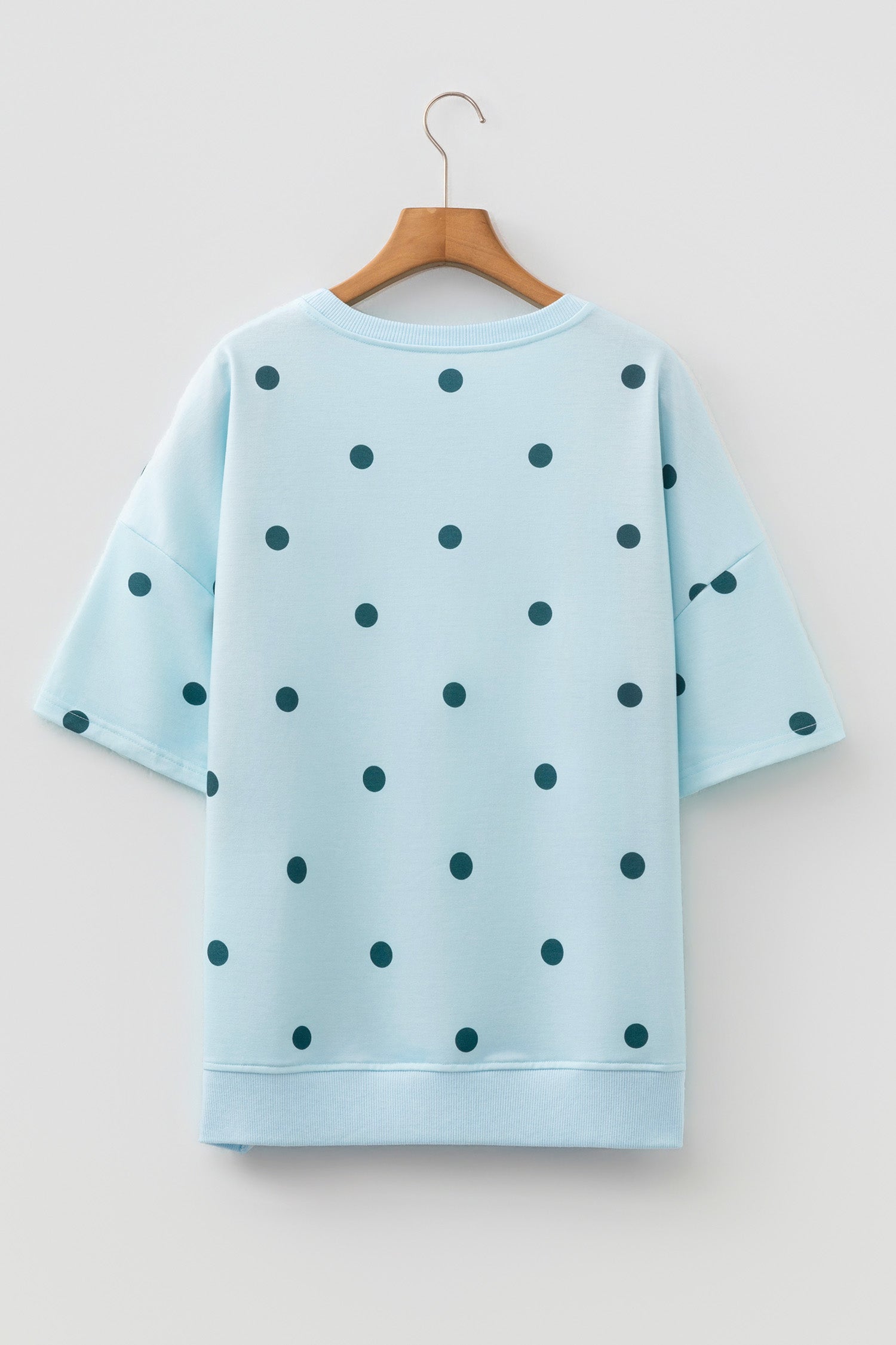 Beige Polka Dot Print Crossed Seam Detail Oversize Tee