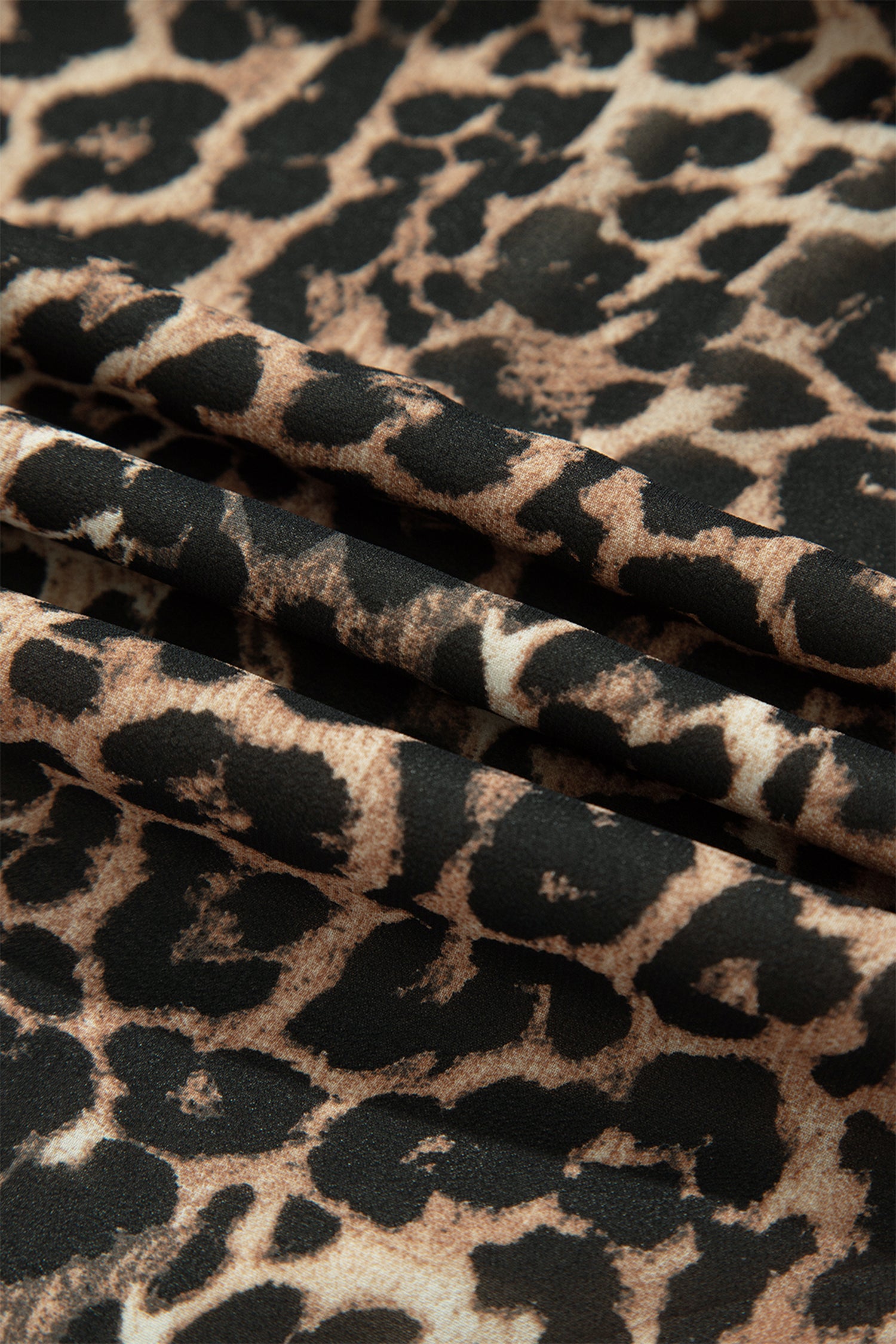 Brown Leopard Print Long Sleeve Short Shift Dress