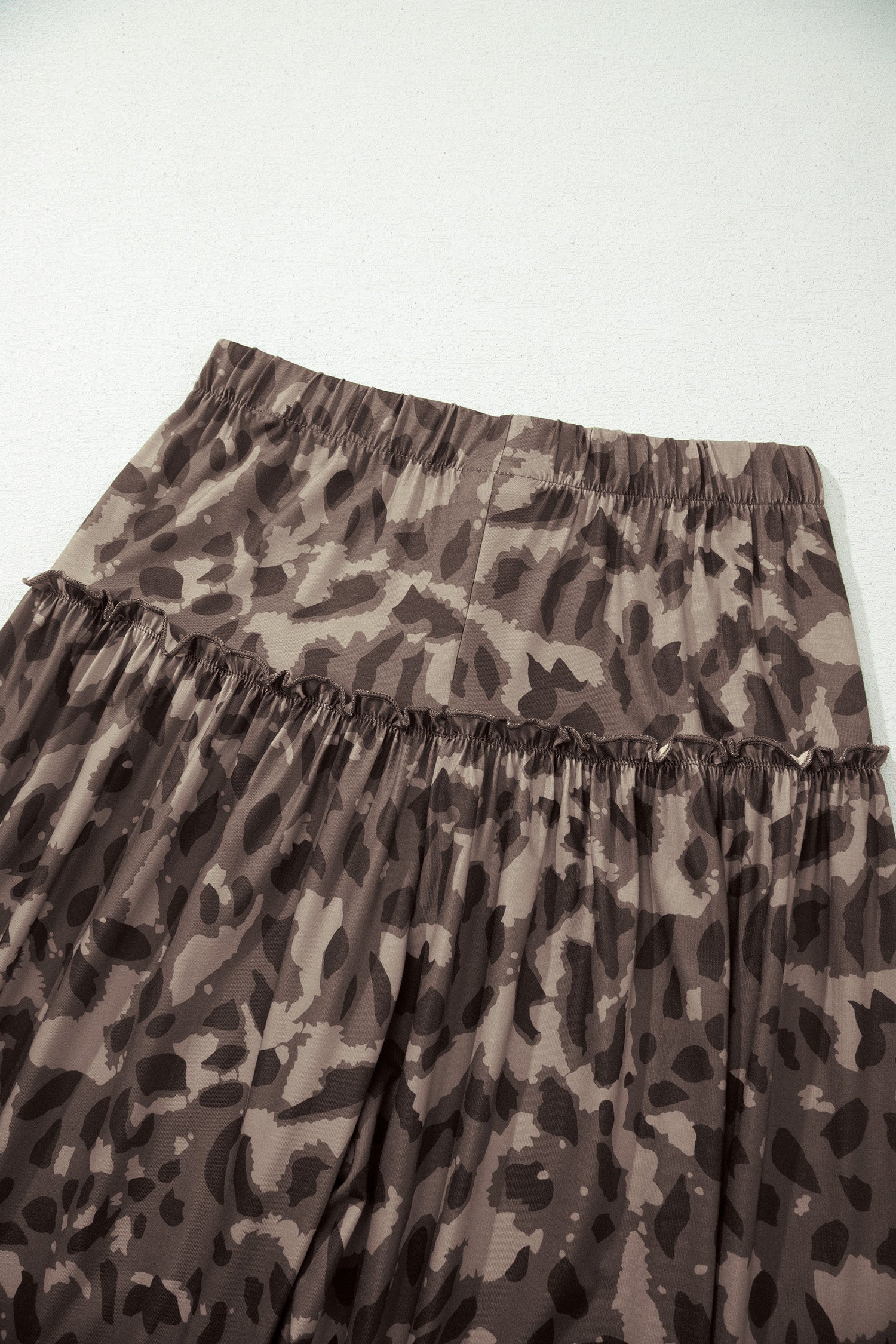 Brown Camo Print Wide Leg Casual Pants