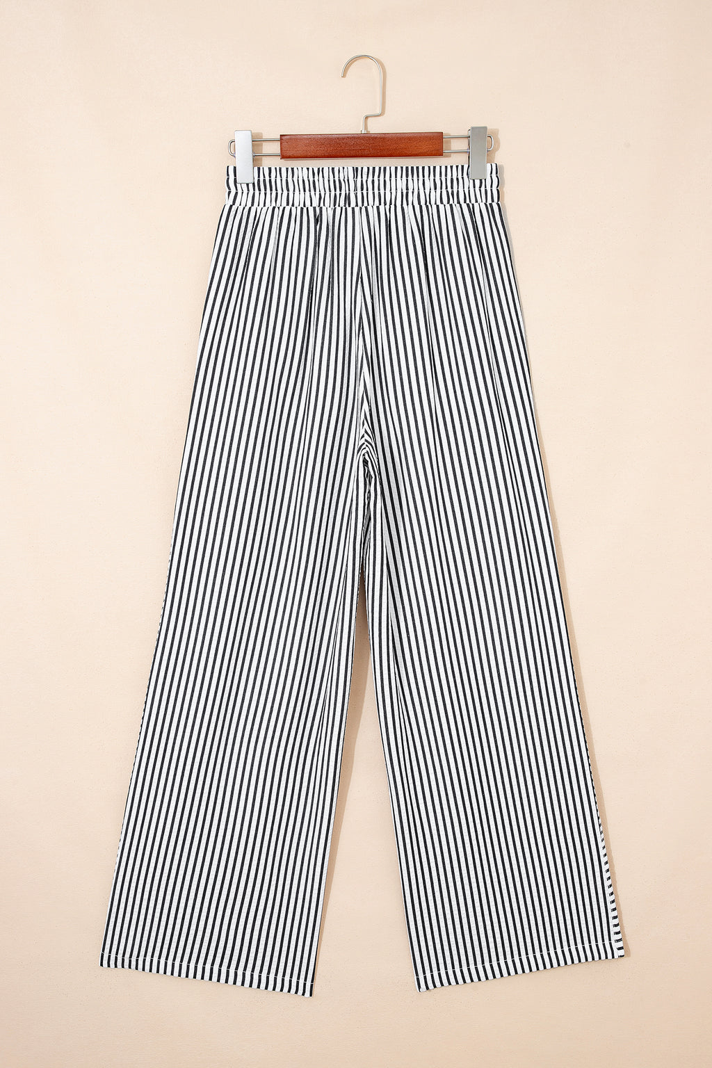 Black Stripe Wide Leg Casual Pants