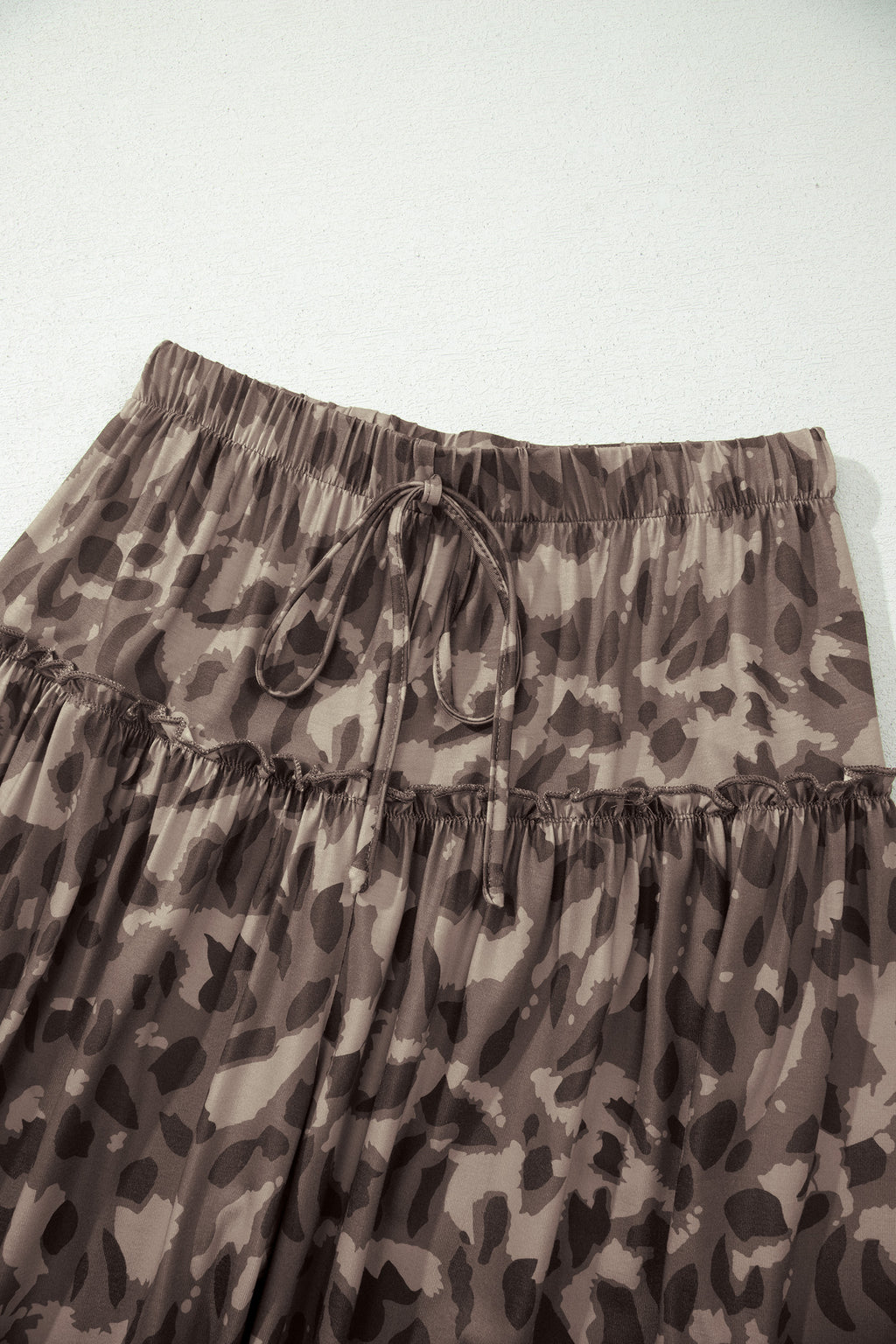 Brown Camo Print Wide Leg Casual Pants