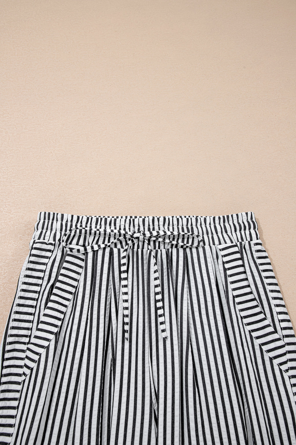 Black Stripe Wide Leg Casual Pants