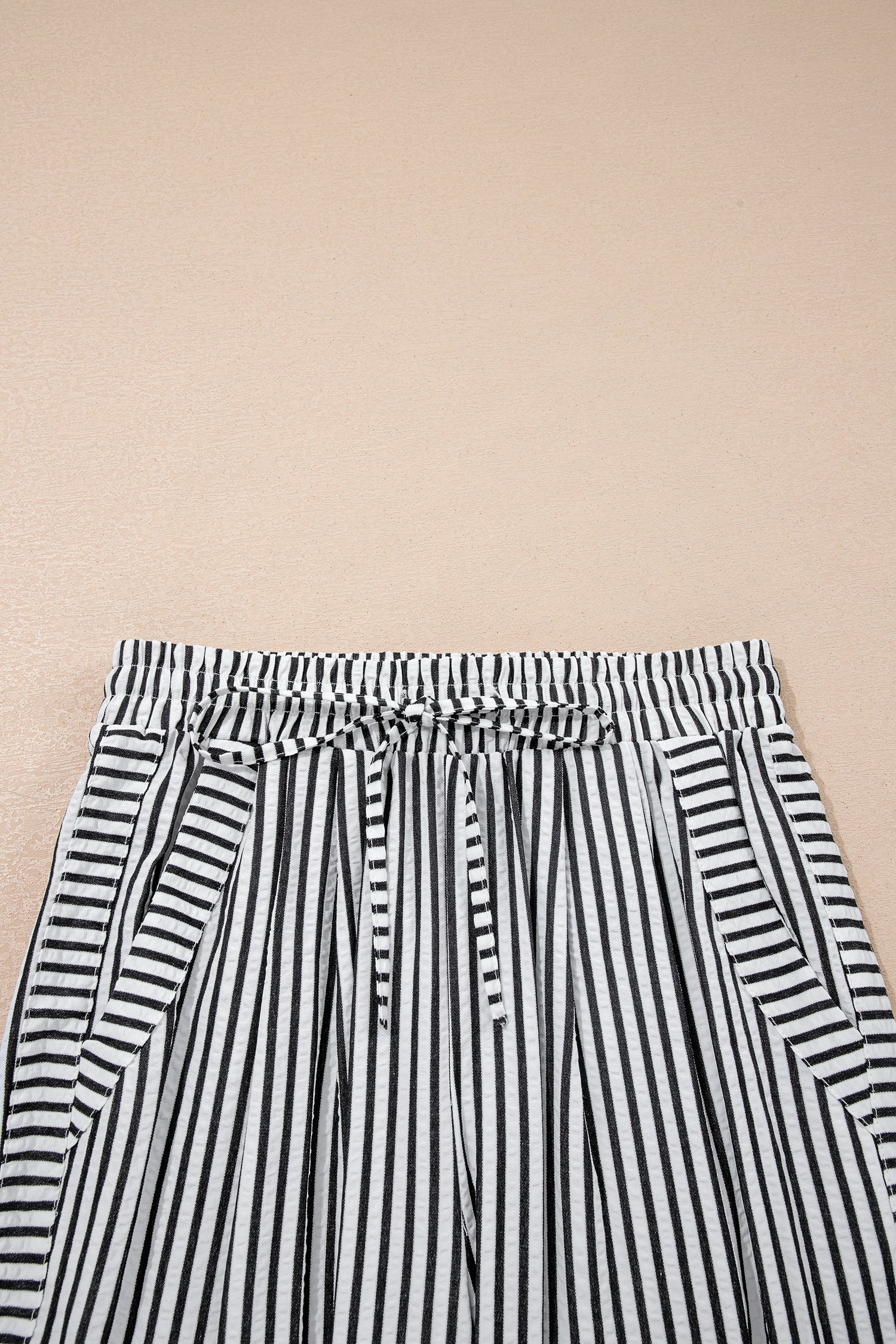 Black Stripe Wide Leg Casual Pants